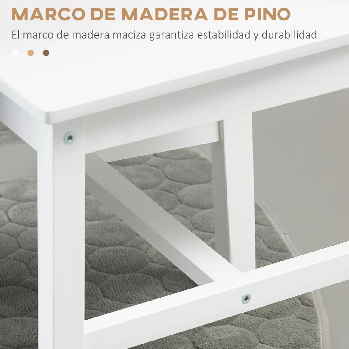 Pack de 2 sillas Lanzarote Homcom madera de pino blanco 85,5x41x46,5 cm