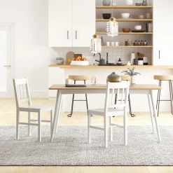Pack de 2 sillas Lanzarote Homcom madera de pino blanco 85,5x41x46,5 cm