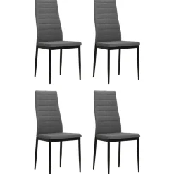 Pack de 4 sillas London respaldo alto acolchado gris claro 96x43x44 cm