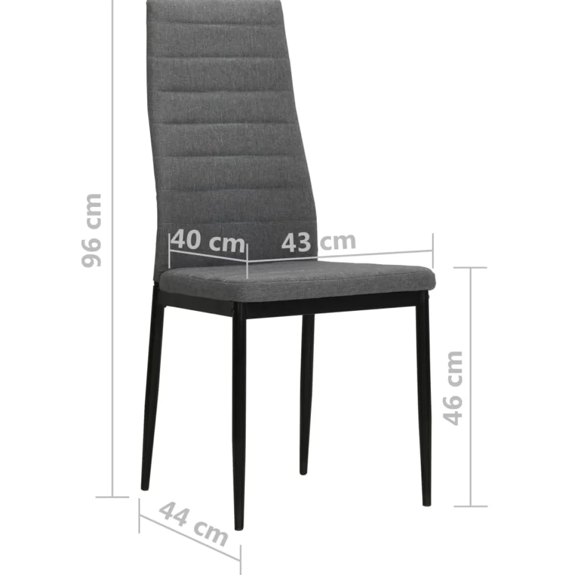 Pack de 4 sillas London respaldo alto acolchado gris claro 96x43x44 cm