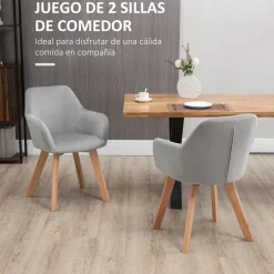 Pack de 2 sillas Luna Homcom con reposabrazos 80x54x57 cm