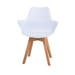 Pack de 4 sillas Marlot con reposabrazos blanco/natural 80x61x59 cm