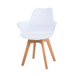 Pack de 4 sillas Marlot con reposabrazos blanco/natural 80x61x59 cm