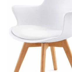 Pack de 4 sillas Marlot con reposabrazos blanco/natural 80x61x59 cm