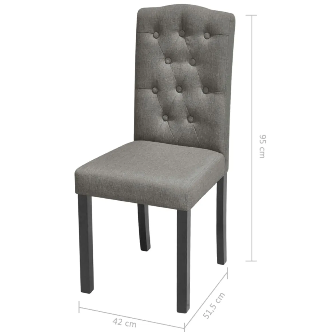 Pack de 4 sillas Mhin tapizado gris 95x42x51,5 cm