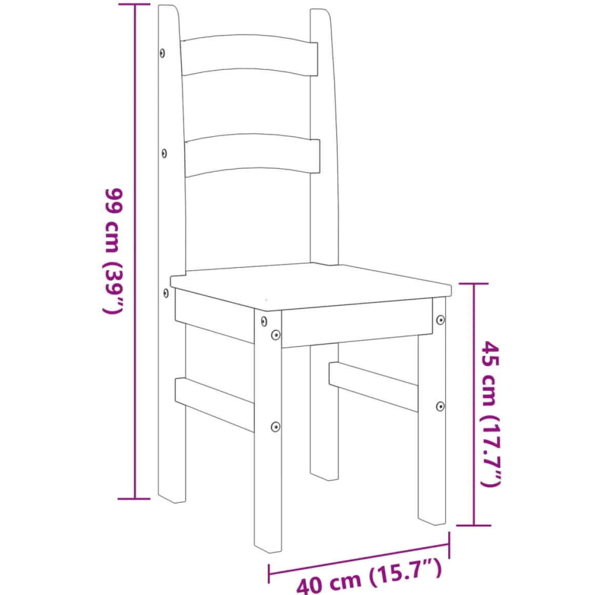Pack de 2 sillas Moreo madera de pino 99x40x46 cm