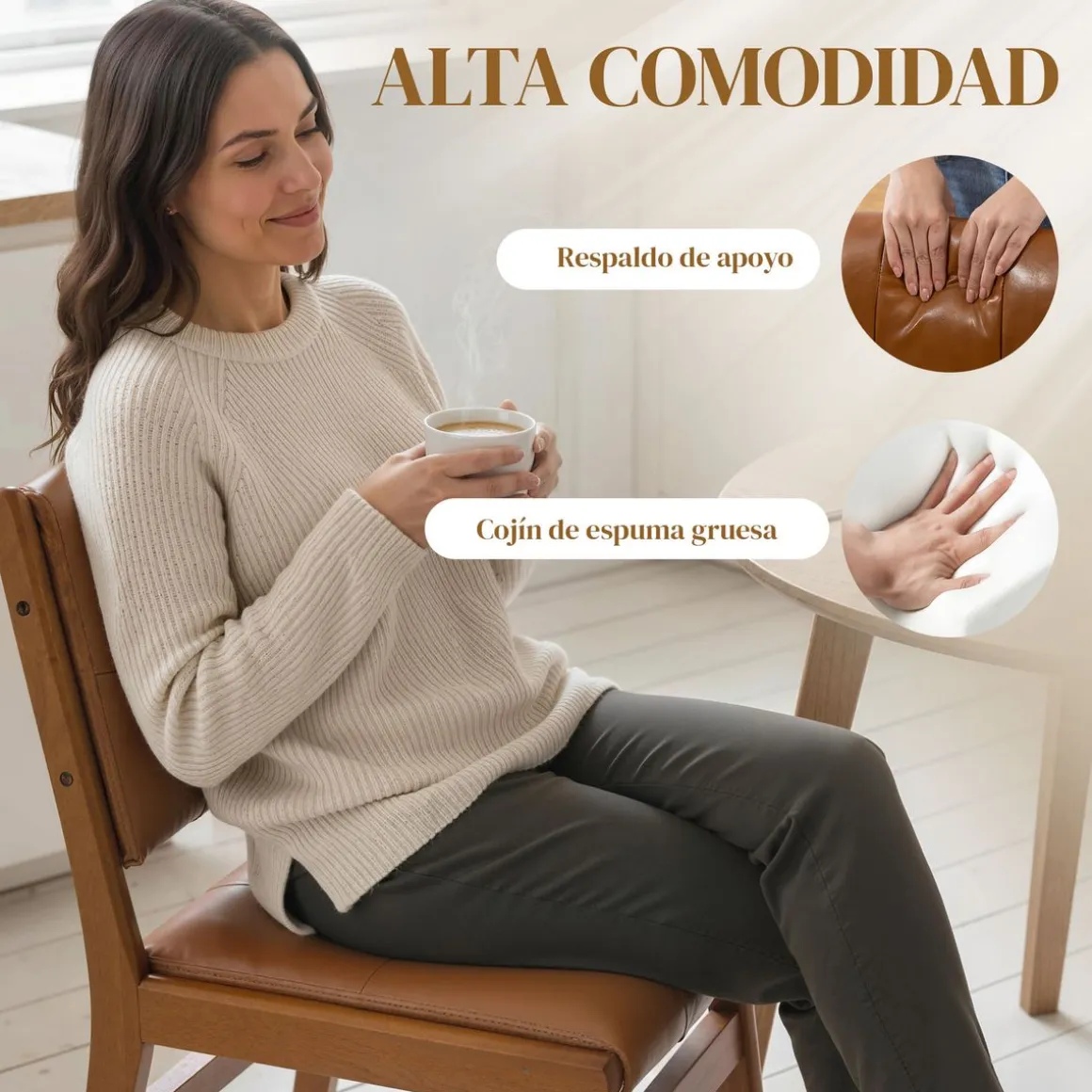 Pack de 2 sillas Morroum Homcom cuero sintético marrón 85,5x49x65 cm