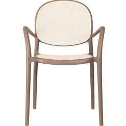 Pack de 4 sillas multiusos Masía diseño vintage con reposabrazos marrón