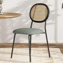 Pack de 2 sillas Platy Homcom respaldo ratán verde oscuro/negro 87x44x54 cm