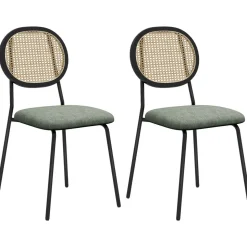 Pack de 2 sillas Platy Homcom respaldo ratán verde oscuro/negro 87x44x54 cm