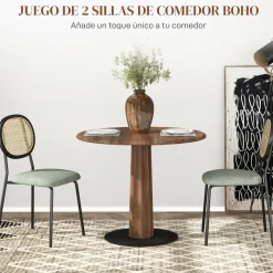 Pack de 2 sillas Platy Homcom respaldo ratán verde oscuro/negro 87x44x54 cm