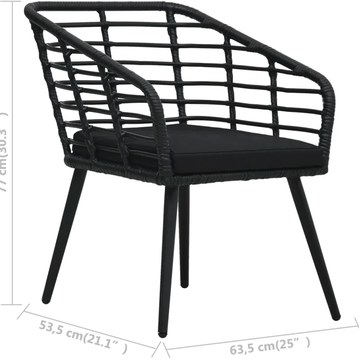 Pack de 2 sillas Rattanova asiento acolchado 77x63,5x53,5 cm