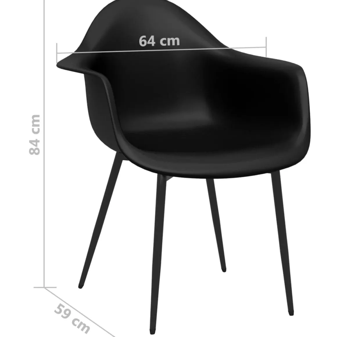Pack de 4 sillas Sam con reposabrazos 84x64x59 cm