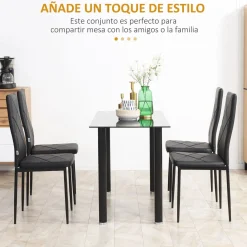 Pack de 4 sillas Satai Homcom tapizado negro 97x41x50 cm