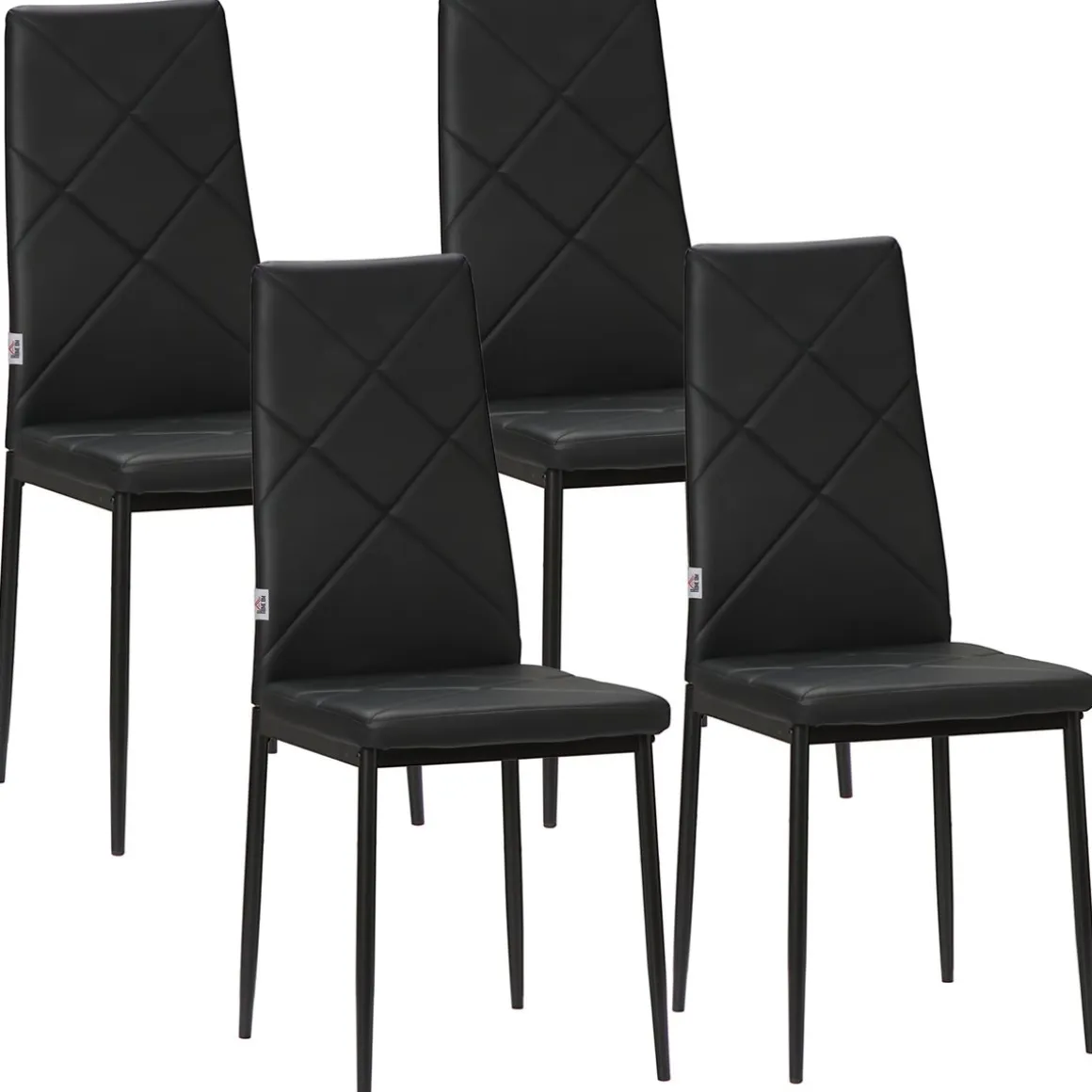 Pack de 4 sillas Satai Homcom tapizado negro 97x41x50 cm