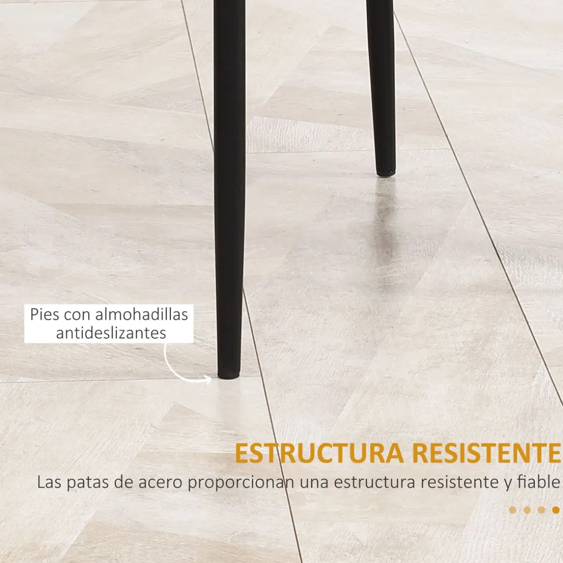 Pack de 4 sillas Satai Homcom tapizado negro 97x41x50 cm
