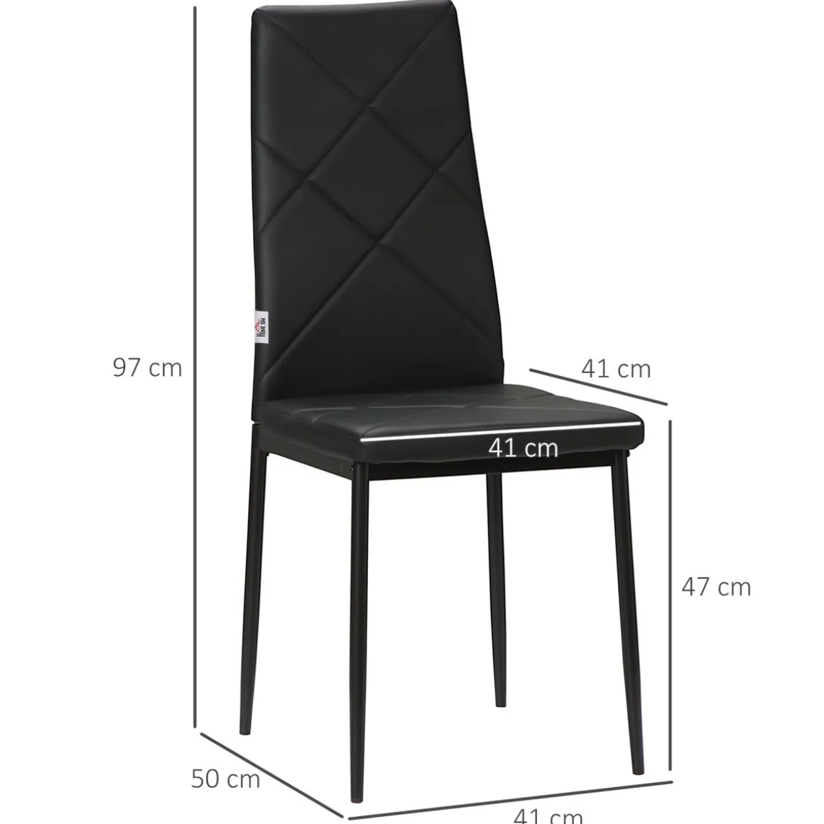 Pack de 4 sillas Satai Homcom tapizado negro 97x41x50 cm