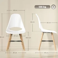 Pack de 2 sillas Silvia Homcom respaldo con abertura blanco 84x47x49 cm