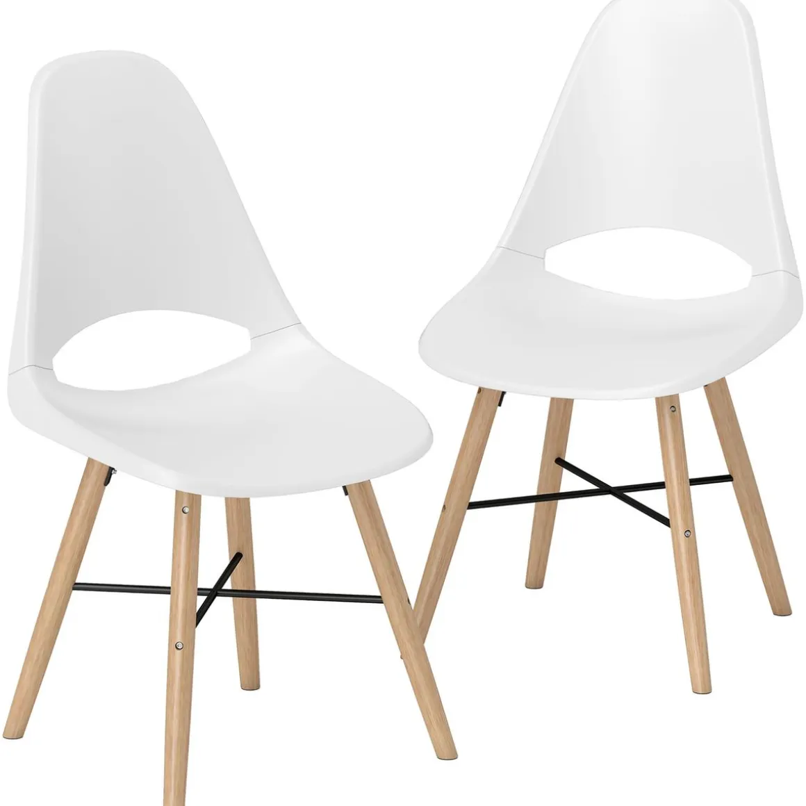 Pack de 2 sillas Silvia Homcom respaldo con abertura blanco 84x47x49 cm
