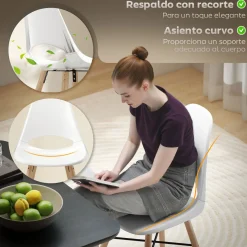 Pack de 2 sillas Silvia Homcom respaldo con abertura blanco 84x47x49 cm
