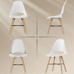 Pack de 2 sillas Silvia Homcom respaldo con abertura blanco 84x47x49 cm