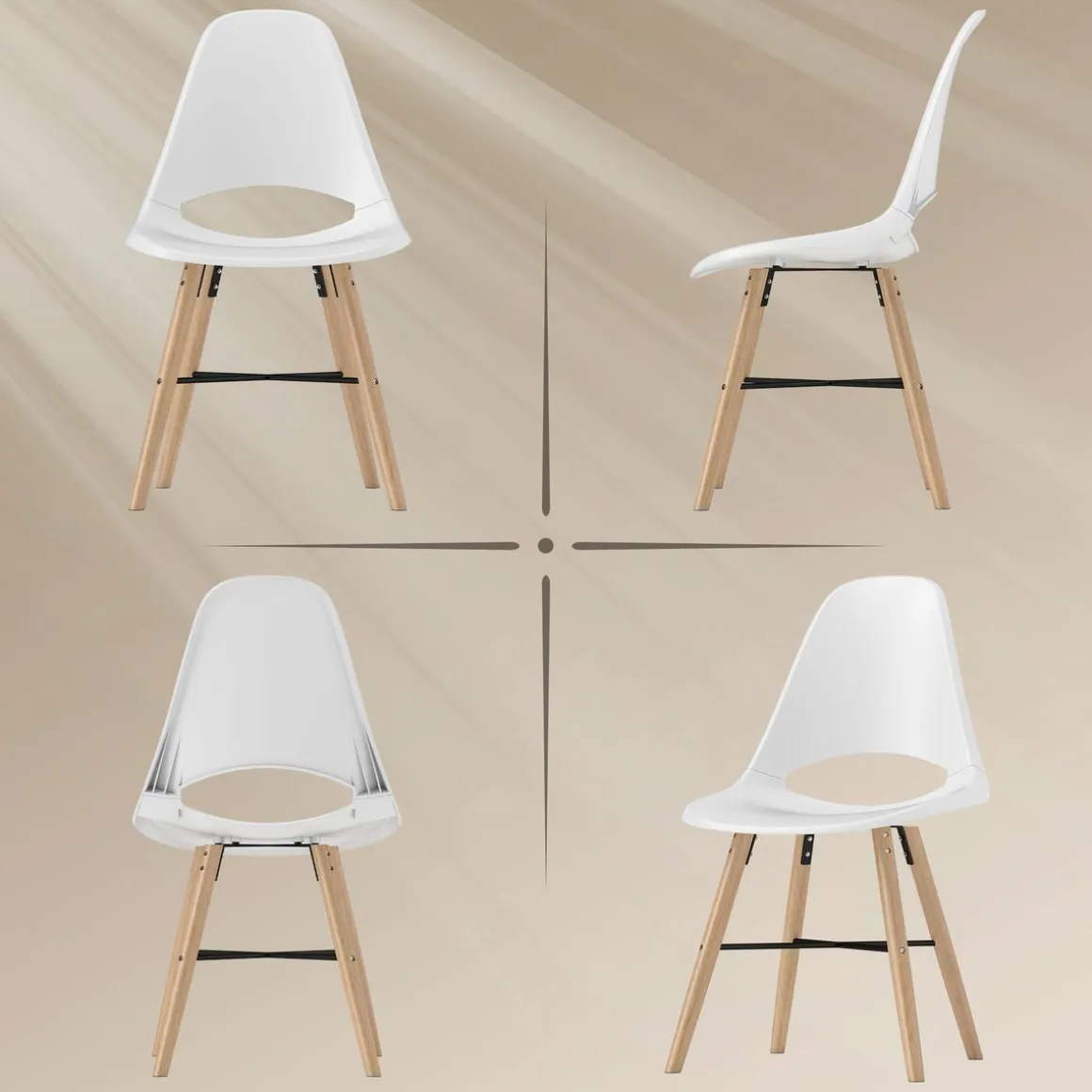 Pack de 2 sillas Silvia Homcom respaldo con abertura blanco 84x47x49 cm