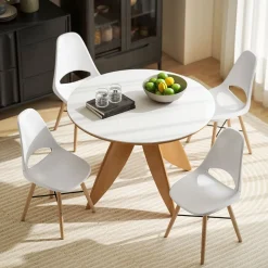Pack de 2 sillas Silvia Homcom respaldo con abertura blanco 84x47x49 cm