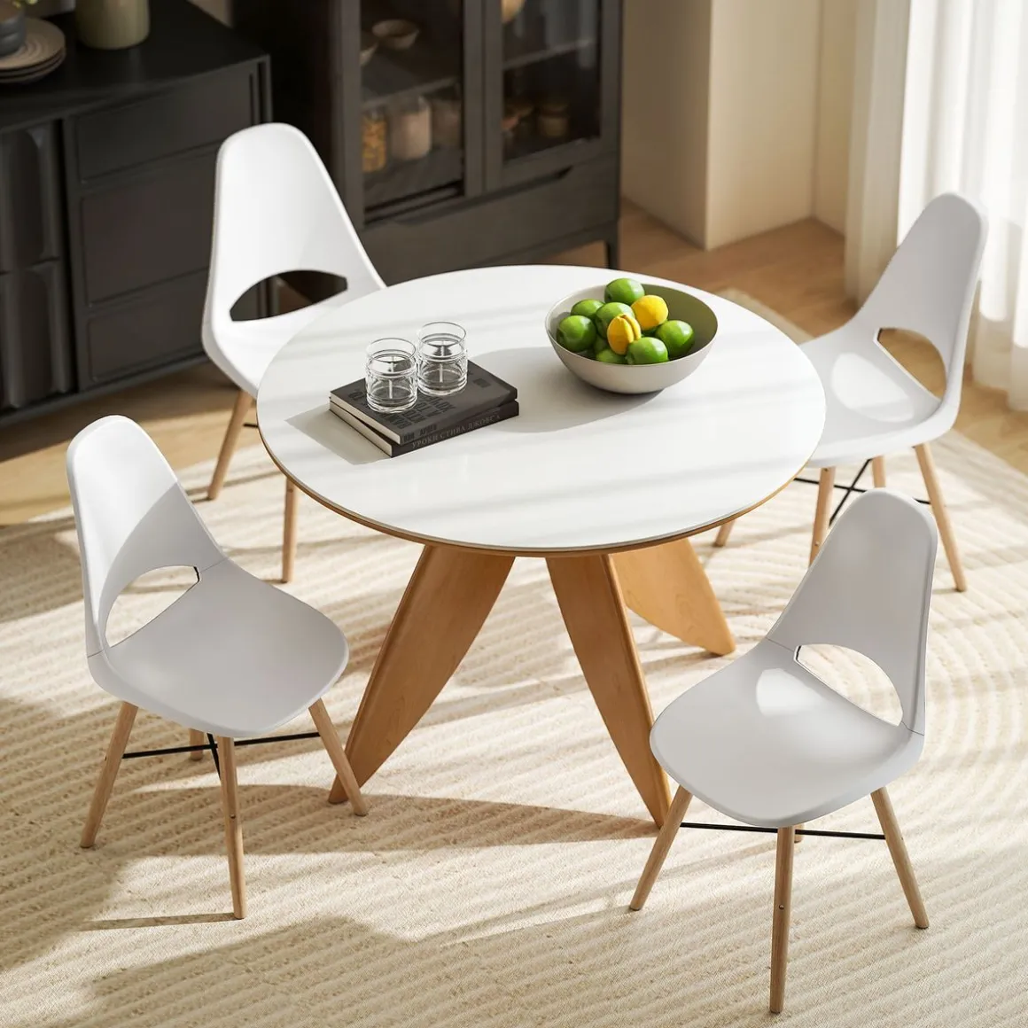 Pack de 2 sillas Silvia Homcom respaldo con abertura blanco 84x47x49 cm