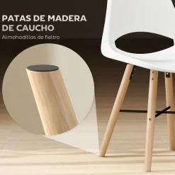 Pack de 2 sillas Silvia Homcom respaldo con abertura blanco 84x47x49 cm