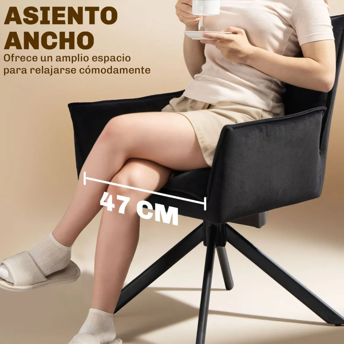 Pack de 2 sillas Velvet Homcom respaldo acolchado 85x64x63 cm