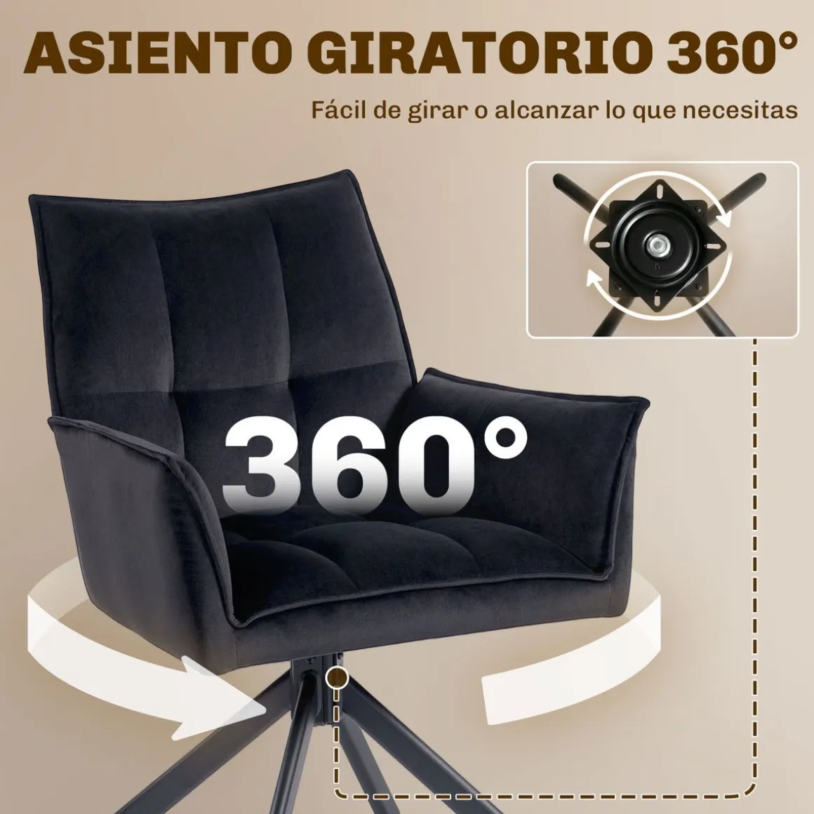 Pack de 2 sillas Velvet Homcom respaldo acolchado 85x64x63 cm