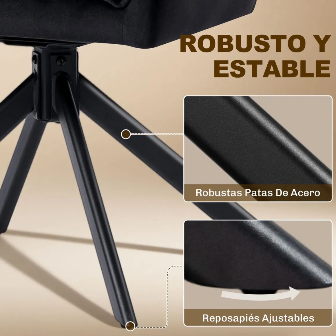 Pack de 2 sillas Velvet Homcom respaldo acolchado 85x64x63 cm