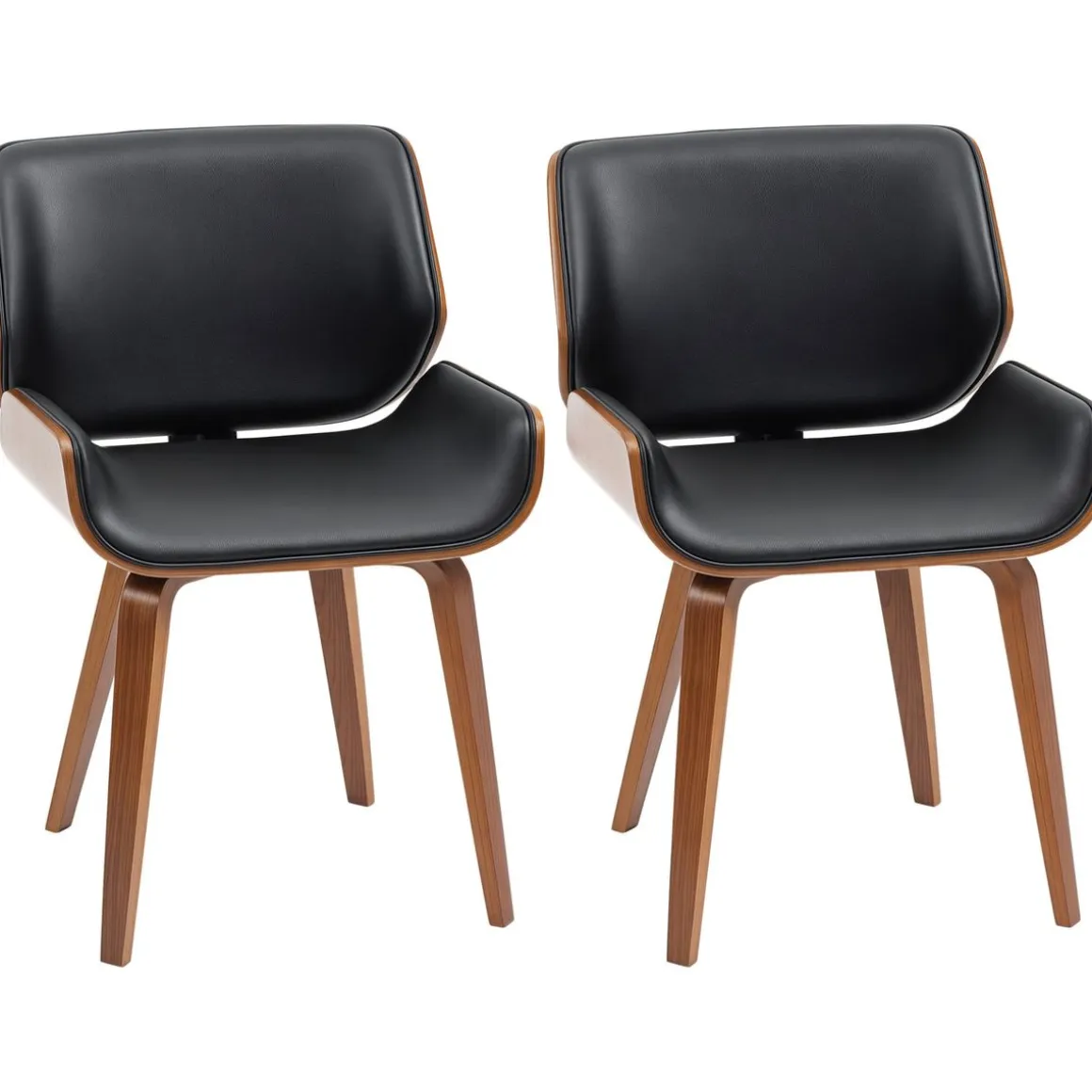 Pack de 2 sillas Yuki Homcom respaldo curvado negro 81x53x54 cm
