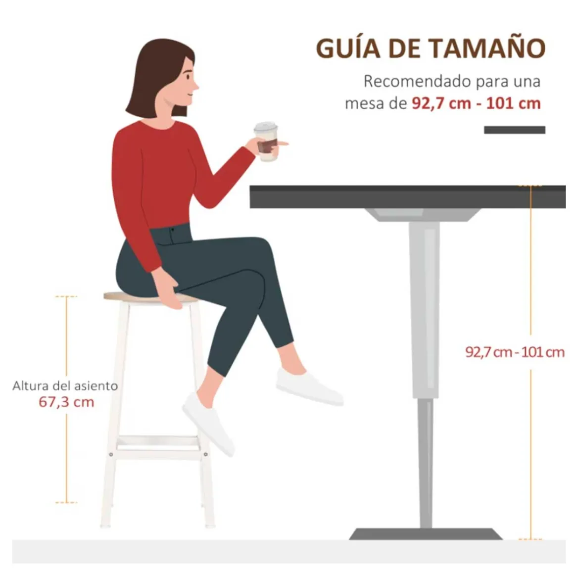 Pack de 2 taburetes altos de cocina Homcom blanco/natural 65x32,5x32,5 cm