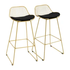 Pack de 2 taburetes altos Homcom con cojín de terciopelo dorado/negro 93x46,5x48 cm