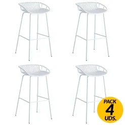 Pack de 4 taburetes altos Shell uso interior/exterior