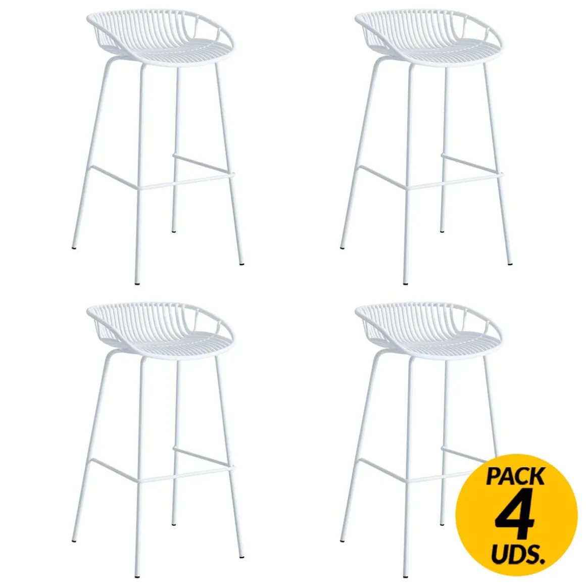 Pack de 4 taburetes altos Shell uso interior/exterior