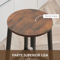 Pack de 2 taburetes altos Homcom Tauro patas de acero marrón 65x32,5x32,5 cm
