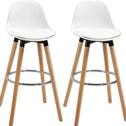 Pack de 2 taburetes altos Pernik Homcom con respaldo blanco 91x40x42 cm