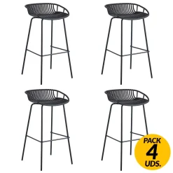 Pack de 4 taburetes altos Shell uso interior/exterior