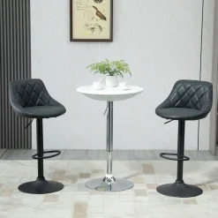 Pack de 2 taburetes Damn Homcom con respaldo altura ajustable negro 83-104x46x48 cm