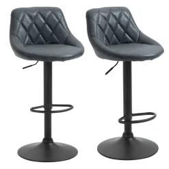 Pack de 2 taburetes Damn Homcom con respaldo altura ajustable negro 83-104x46x48 cm