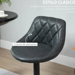 Pack de 2 taburetes Damn Homcom con respaldo altura ajustable negro 83-104x46x48 cm
