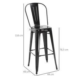 Pack de 4 taburetes Homcom Virgo apilables con respaldo alto116x49x44 cm