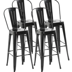 Pack de 4 taburetes Homcom Virgo apilables con respaldo alto116x49x44 cm