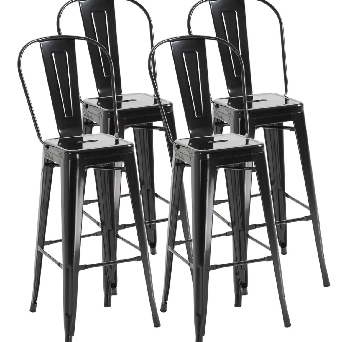 Pack de 4 taburetes Homcom Virgo apilables con respaldo alto116x49x44 cm