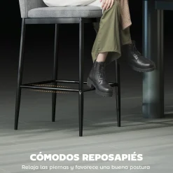 Pack de 2 taburetes Medellín Homcom asiento acolchado gris