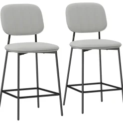 Pack de 2 taburetes Mery Homcom respaldo acolchado gris/negro