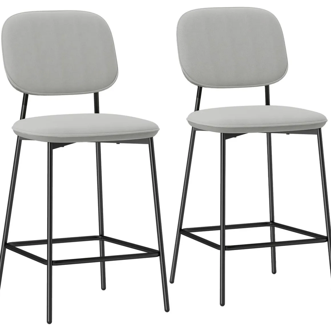 Pack de 2 taburetes Mery Homcom respaldo acolchado gris/negro