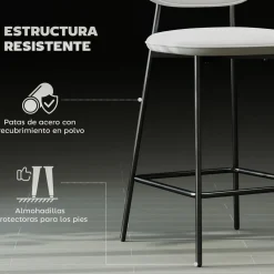 Pack de 2 taburetes Mery Homcom respaldo acolchado gris/negro